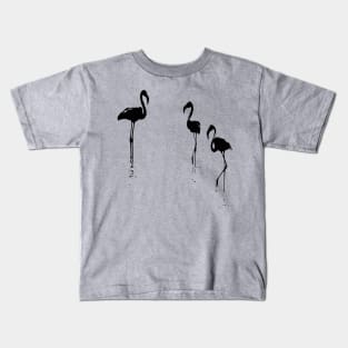 Minimalistic Three Flamingos Silhouette In Black Kids T-Shirt